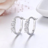 925 Sterling Silver CZ Stone Small Loop Huggie Hoop Earrings