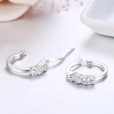 925 Sterling Silver CZ Stone Small Loop Huggie Hoop Earrings