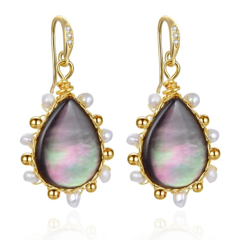 Natural Shell Pearl Earrings 925 Jewelry Gift