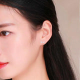 Triangle Bowknot CZ 925 Silver Screw Back Stud Earrings For Girls