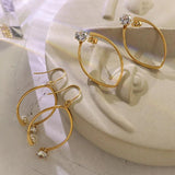 18K Zircon Stud Earrings with Pearl Drop