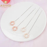 925 Silver Long Earrings Freshwater Pearl Jewelry for Women Gift