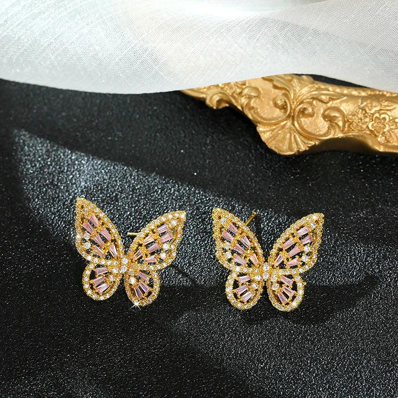 HUAMI Silver 925 Butterfly Earrings Hollowed Out Women Party Earrings