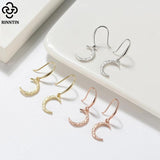 925 Silver Moon Dangle Drop Earrings Hammered Boho Vintage Jewelry