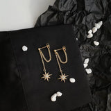 925 Silver Cross Chain Star Long Earring Boy Girl Ear Jewelry