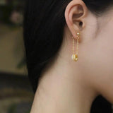 925 Silver Cross Chain Star Long Earring Boy Girl Ear Jewelry