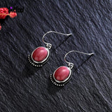925 Sterling Silver Rhodochrosite Tiger's Eye Earrings