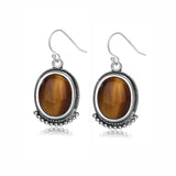 925 Sterling Silver Rhodochrosite Tiger's Eye Earrings