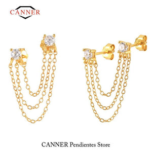 925 Silver Chain Pendant Stud Earrings for Women