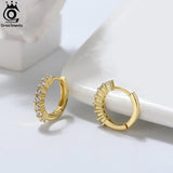925 Silver Cuff Earrings Huggie Stud Hoop 14K Plated Small for Women