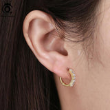 925 Silver Cuff Earrings Huggie Stud Hoop 14K Plated Small for Women