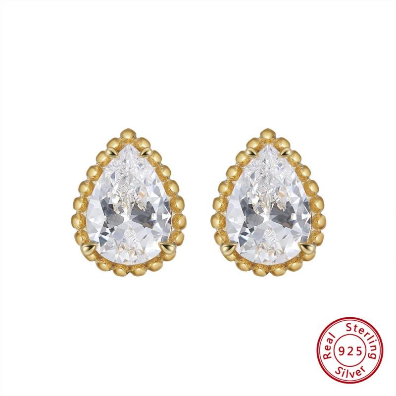 925 Silver Stud Earrings CZ Wedding Jewelry SE349