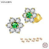 925 Silver Cluster Stud Flower Earring Women 10 Colors