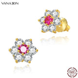 925 Silver Cluster Stud Flower Earring Women 10 Colors