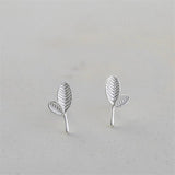 925 Sterling Silver Leaves Stud Earrings For Women Girl