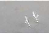 925 Sterling Silver Leaves Stud Earrings For Women Girl