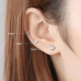 925 Sterling Silver CZ Stud Earrings 3pairs/pack