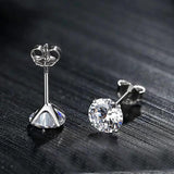 925 Sterling Silver CZ Stud Earrings 3pairs/pack