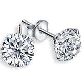 925 Sterling Silver CZ Stud Earrings 3pairs/pack