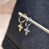 925 Silver Earrings Cross Zircon Geometric Round Ear Ring Drop