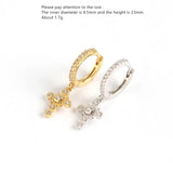 925 Silver Earrings Cross Zircon Geometric Round Ear Ring Drop