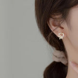 925 Silver Opal Flower Stud Earrings Romantic Hollow Sweet Jewelry