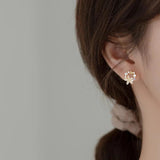 925 Silver Opal Flower Stud Earrings Romantic Hollow Sweet Jewelry