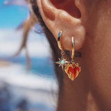 925 Silver Flame Heart Charm Dangle Earrings