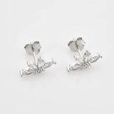 925 Silver Clear Zircon Flower Stud Earring Yellow Jewelry