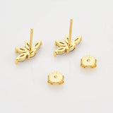 925 Silver Clear Zircon Flower Stud Earring Yellow Jewelry