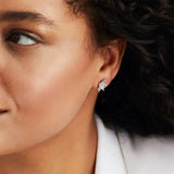 925 Silver Clear Zircon Flower Stud Earring Yellow Jewelry