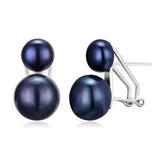 925 Silver Women Earrings Wedding Freshwater Pearl Double Drop Earring
