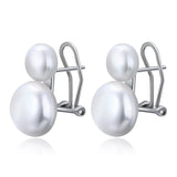 925 Silver Women Earrings Wedding Freshwater Pearl Double Drop Earring