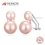 925 Silver Women Earrings Wedding Freshwater Pearl Double Drop Earring