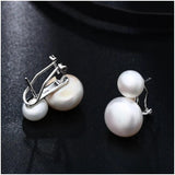 925 Silver Women Earrings Wedding Freshwater Pearl Double Drop Earring