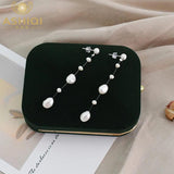 Baroque Pearl 925 Silver Long Earrings Wedding Jewelry
