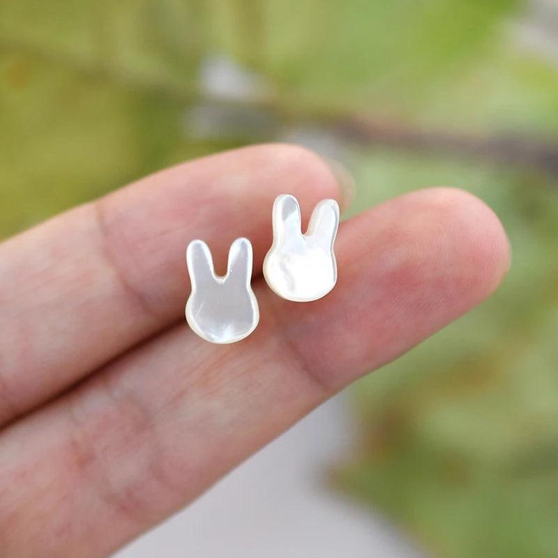 Shell Rabbit Earrings 925 Silver Jewelry Women
