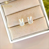 Shell Rabbit Earrings 925 Silver Jewelry Women