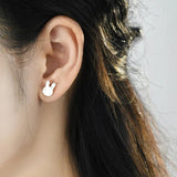 Shell Rabbit Earrings 925 Silver Jewelry Women