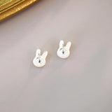 Shell Rabbit Earrings 925 Silver Jewelry Women
