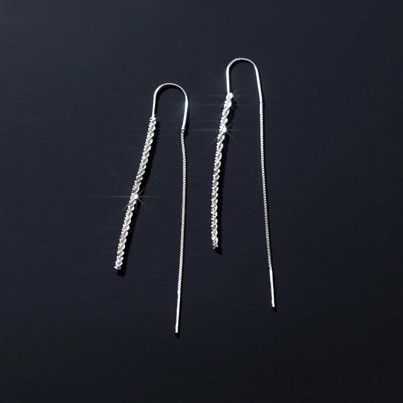 925 Silver Starry Drop Earrings Threader for Women