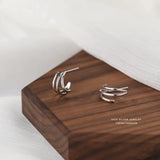 S925 Silver Three Claw Earrings Hollow Versatile Jewelry
