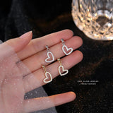 925 Silver Hollow Love Pav? Stud Earrings Women's Sweet Jewelry Gift