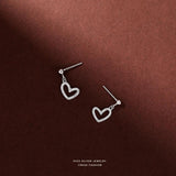 925 Silver Hollow Love Pav? Stud Earrings Women's Sweet Jewelry Gift