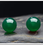 Natural Green Jade Stud Earrings 925 Sterling Silver Earring