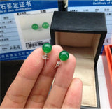 Natural Green Jade Stud Earrings 925 Sterling Silver Earring