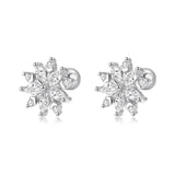 925 Silver Snowflake CZ Stud Earrings For Daughter Girls Christmas Gift