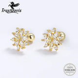 925 Silver Snowflake CZ Stud Earrings For Daughter Girls Christmas Gift