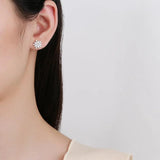 925 Silver Snowflake CZ Stud Earrings For Daughter Girls Christmas Gift
