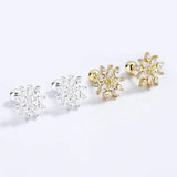 925 Silver Snowflake CZ Stud Earrings For Daughter Girls Christmas Gift